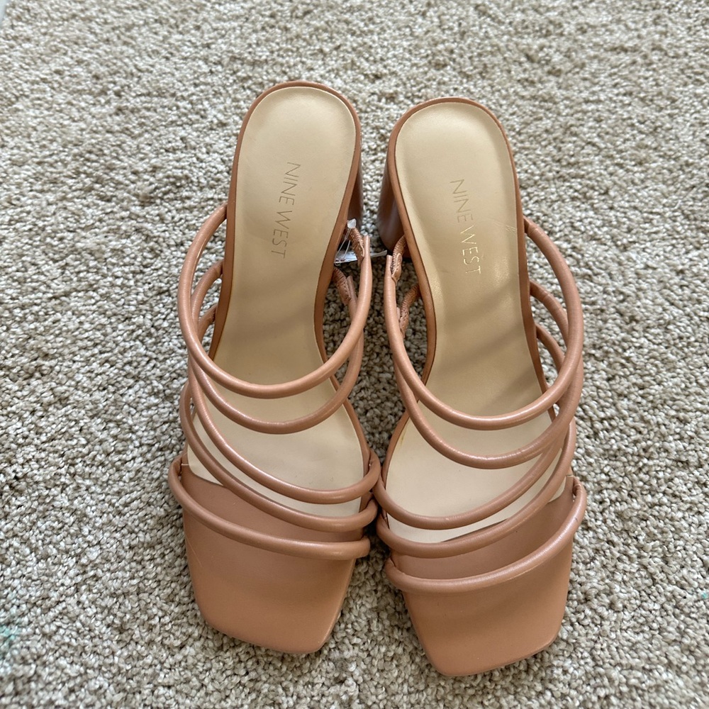 Nine West Tan Heels Elegant Strappy Design
